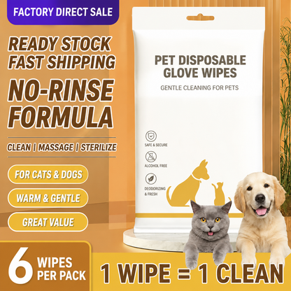 11 Pet Disposable Gloves, Disposable Wet Wipes For Cats And Dogs, Dry Cleaning Artifact, Deodorizing Wet Wipes For Cleaning
