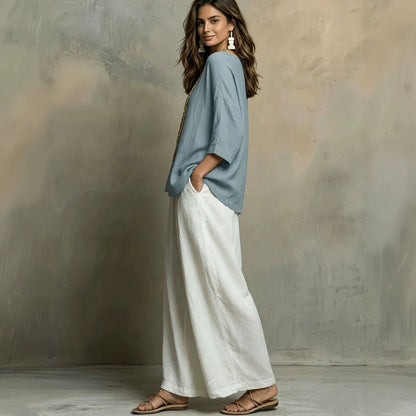 Women's Bohemian Loose Three-Quarter Sleeve Top Set