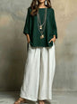 Women's Bohemian Loose Three-Quarter Sleeve Top Set