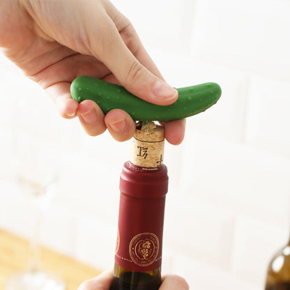 Novelty Mustache & Cucumber Silicone Wine Bottle Stopper, Reusable Leak-Proof Wine Preserver