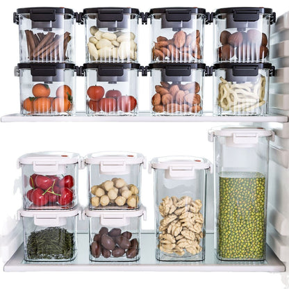Square Airtight Food Storage Containers, Press to Expel Air, Kitchen Pantry Organizer for Grains Nuts