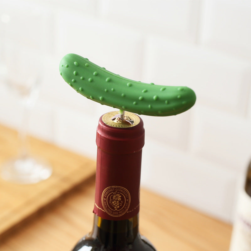 Novelty Mustache & Cucumber Silicone Wine Bottle Stopper, Reusable Leak-Proof Wine Preserver