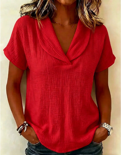 Women's Knitted Short-Sleeve Butterfly Collar Top