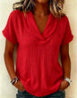 Women's Knitted Short-Sleeve Butterfly Collar Top