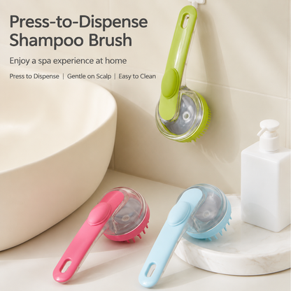 Press Type Shampoo Dispensing Brush, Soft Silicone Scalp Massager for Shower