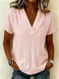 Women's Knitted Short-Sleeve Butterfly Collar Top
