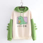 Elegant Oversized Hoodies Women Fashion Splice Dinosaur Print Sweatshirt Tops Casual Long Sleeve Clothes casualSpring Autumn Long Sleeve Dinosaur Sweatshirt Cartoon Design Cute Hoodies for Teens Girls