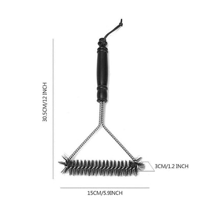 Kitchen Accessories BBQ Grill Barbecue Kit Cleaning Brush Stainless Steel Cooking Tools Wire Bristles Cleaning Brushes Triangle Wire Barbecue Cleaning Brush Portable Anti Rust Durable Handheld Stainless Steel Wire BBQ Grill Brush