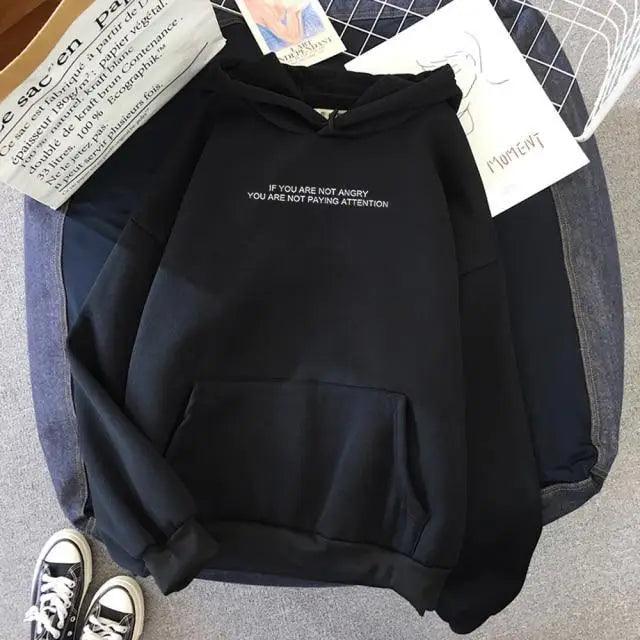 Teens Girls Funny Letter Oversized Hoodies Women Sweatshirts Hooded Sweats Long Sleeve Autumn Warm Women's Clothing Letter Slogan Printed Oversized Hoodies Autumn Black Tops Streetwear