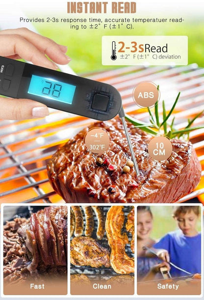 Unique Food Kitchen Digital Meat Thermometer  BBQ Instant Read Food Thermometer Waterproof With Backlight And Magnet For Kitchen Cooking Grilling BBQ Backing Liquids Oil Waterproof Kitchen Thermometer For Cooking Tools